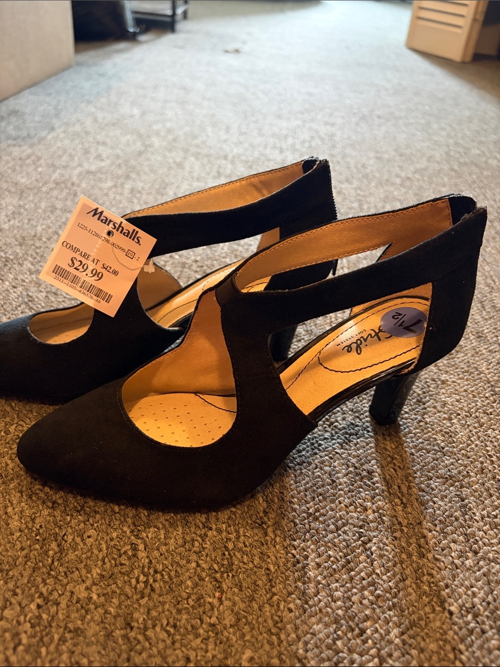 Stride Black Suede Pointed-Toe Strappy Heels WOMANS SIZE 7.5